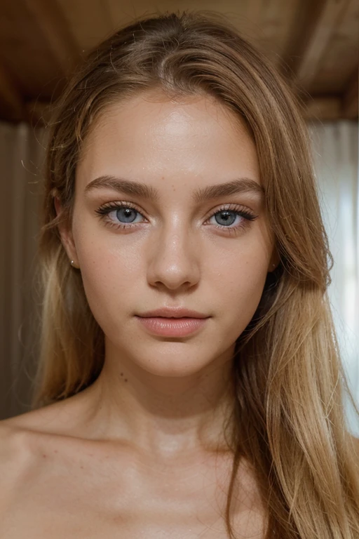 Lens: 35mm

Model: Woman, 24 years old, European, blonde

Setting: Studio

Description: I would like a high-quality headshot of a 24-year-old European blonde woman taken with an 85mm lens in a studio setting. The image should be crystal clear with flawless skin and eyes, showcasing a perfect and professional portrait.

Key Details:

    Lighting: Use soft, diffused lighting to highlight the facial features without creating harsh shadows. A fill light can be used to even out the skin tone.
    Expression: The model's expression should be natural and friendly, conveying a sense of confidence and well-being.
    Skin: The skin should be flawless, without any blemishes, imperfections, or signs of fatigue. Makeup should be subtle and professional, enhancing the model's natural beauty.
    Eyes: The eyes must be clear and vibrant, free of any redness or fatigue. Sharpness in the eyes is crucial to capture the model's expression and essence.
    Image Quality: The photo must be of the highest quality, with enough resolution to allow for enlargement without losing detail. There should be no noise or unwanted blur.