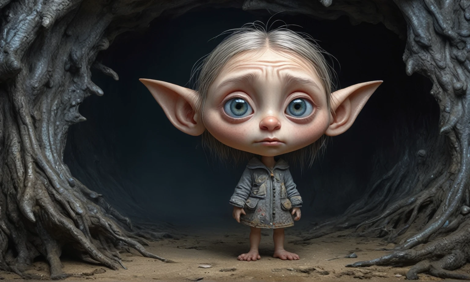 full body length shot, glasses, cutie, [ forgetful ], fanart, special doodle, [ realistic photo ]!!, [ [ hyperrealistic ] ], cute,  very smart, beautiful image, you're something special,in childhood memory, beutiful,eyes extremely detailed,intricate details eyes,eyes extremely detailed, high detailed eyes,16k resolution, eyes anatomically correct,Ultra HD,HDR,hyper realism, hyper detailed,extremely Realism,Ultra Detailed,body logically correct,Extremely detailed,High contrast,Masterpiece,Realism,Ultra Detailed, intricate details,realistic humid leather, cinematic style,irina yermolova,high contrast,hdr,extremely detailed, masterpiece,intricate details,faded,eyes extremely detailed,Silverclaw,view from height,full-body-shot,High contrast,Masterpiece,Realistic,Ultra Detailed,intricate details,realistic humid skin,extremely intricate,realism,photorealism, cinematic style,irina yermolova,HDR,((Wangechi Quality)),extremely detailed,masterpiece,intricate details,faded,eyes extremely detailed, high detailed eyes,16k resolution,RAW, Nikon Z9,authentic,full body length,Labradorite babygirl,native italian troll ,pretty face,eyebrow up,full body shot,ominous landscape,glate gray atmosphere,by art Simon Stalenhag,Nicola Samori,(((Wangechi Mutu))),MIk Kil Cenote of Yucatan of Mexico