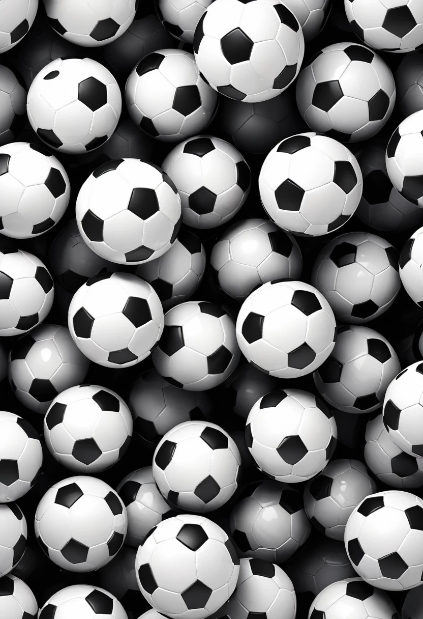 a black and white photo of a lot of 足ball balls, 足ball ball, flying 足ball balls, 1024x1024, 足ball, football, seamless texture, sports, Seamless game texture, ball, 一些ball形, Arnold Bronckhorst (Arnold Bronckhorst) of inspiration, Black and white spots, James Cowie (James Cowie) of inspiration,