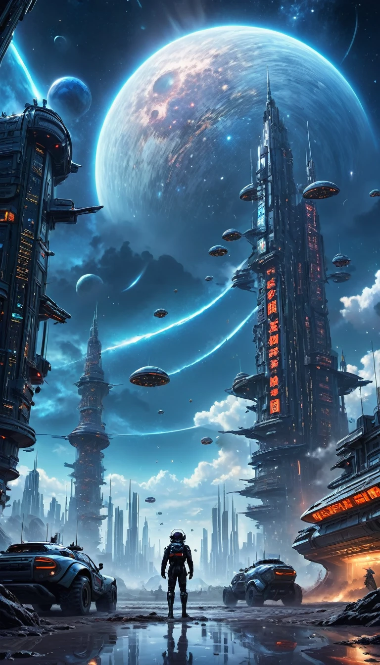 (best quality, 4K, Eight thousand, high resolution, masterpiece:1.2), Extremely detailed, (Practical, фотоPractical, фотоPractical:1.37)，Giant ants break through the clouds，Large target, Like a planet，ультраPractical реализм，Epic dreams，Beautiful sci-fi art,Science fiction, number艺术,Futuristic starry sky background，Beautiful sci-fi art, sci-fi number艺术 illustration, number赛博朋克艺术, Science fiction, number, футуристическая number, Futuristic Concept Art, In front of the starry sky in the sci-fi city, Science fiction, number艺术, передовое number艺术 киберпанка, Cyberpunk style fantasy ants