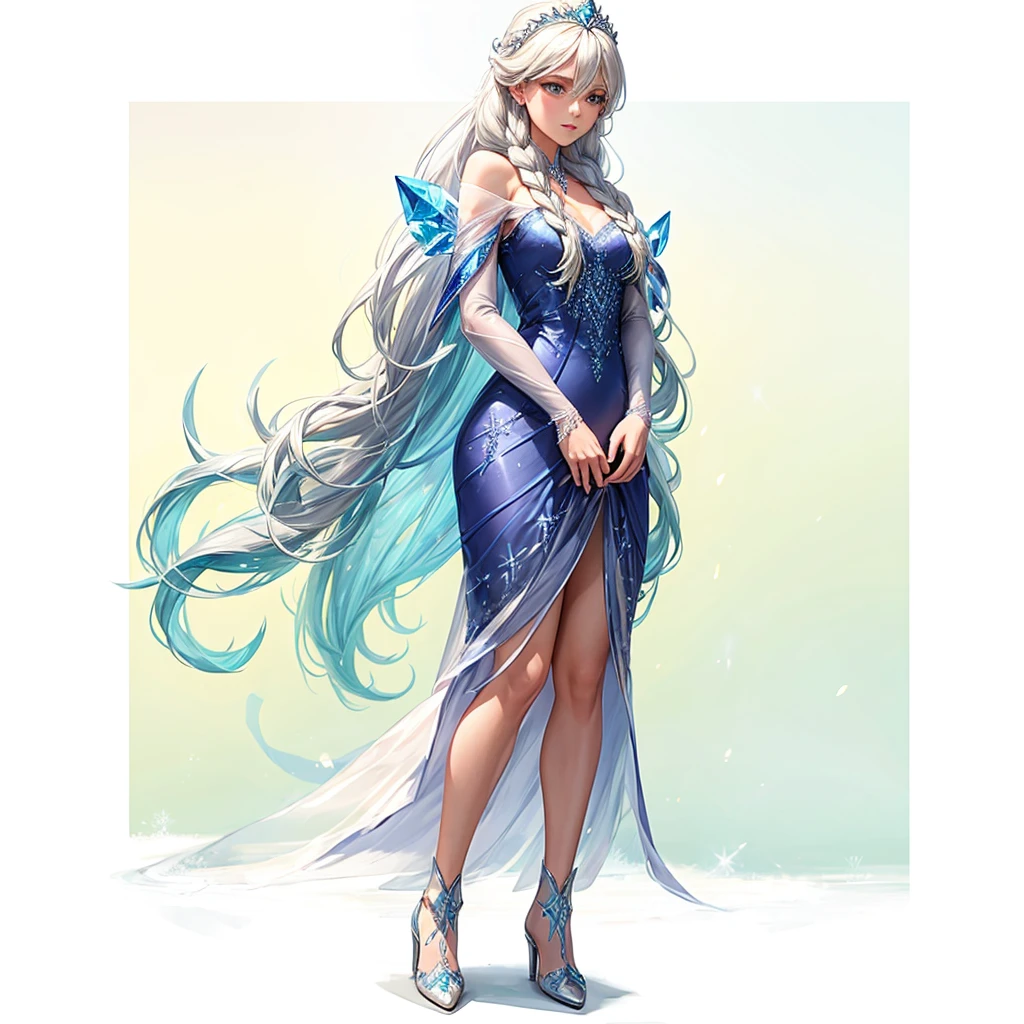 A woman Long hair Ice dress like Elsa from Frozen Ram&#39;s horns Medium petios 