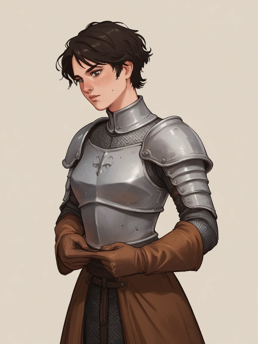 score_9, score_8_up, score_7_up, score_6_up, score_5_up, score_4_up,   wh33z13, black female, short hair, dressing a medieval armor
