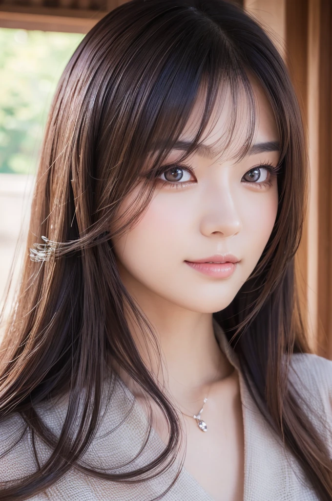 (best quality,highres,ultra-detailed),portraits,beautiful Japanese lady,beautiful detailed eyes,beautiful detailed lips,extremely detailed face,longeyelashes,soft smile,flowing hair,natural lighting,vivid colors