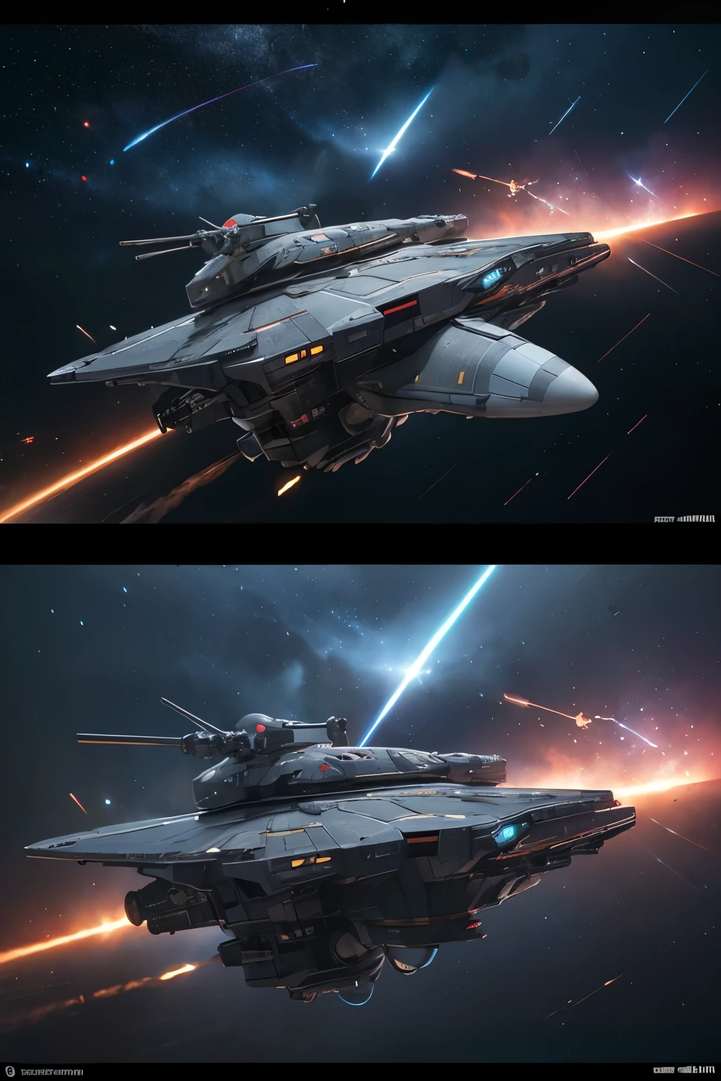 ((Epic Space War Masterpiece)), ((High-Resolution Galactic Conflict)), ((hyper-realistic Starfleet Battles)), (detailed Spacecraft Destructions), (Photorealistic:2.0), Spacemen in combat suits, (futuristic), (alien species), (advanced weapons), (energy shields), (laser blasts), (planetary ground assaults), (space-drifting debris), (cosmic backdrop), (Neon-lit starships), (holographic interface), (high-tech control consoles), (ai-driven starfighters), (stellar explosions), (dark matter effects), (warp speed
