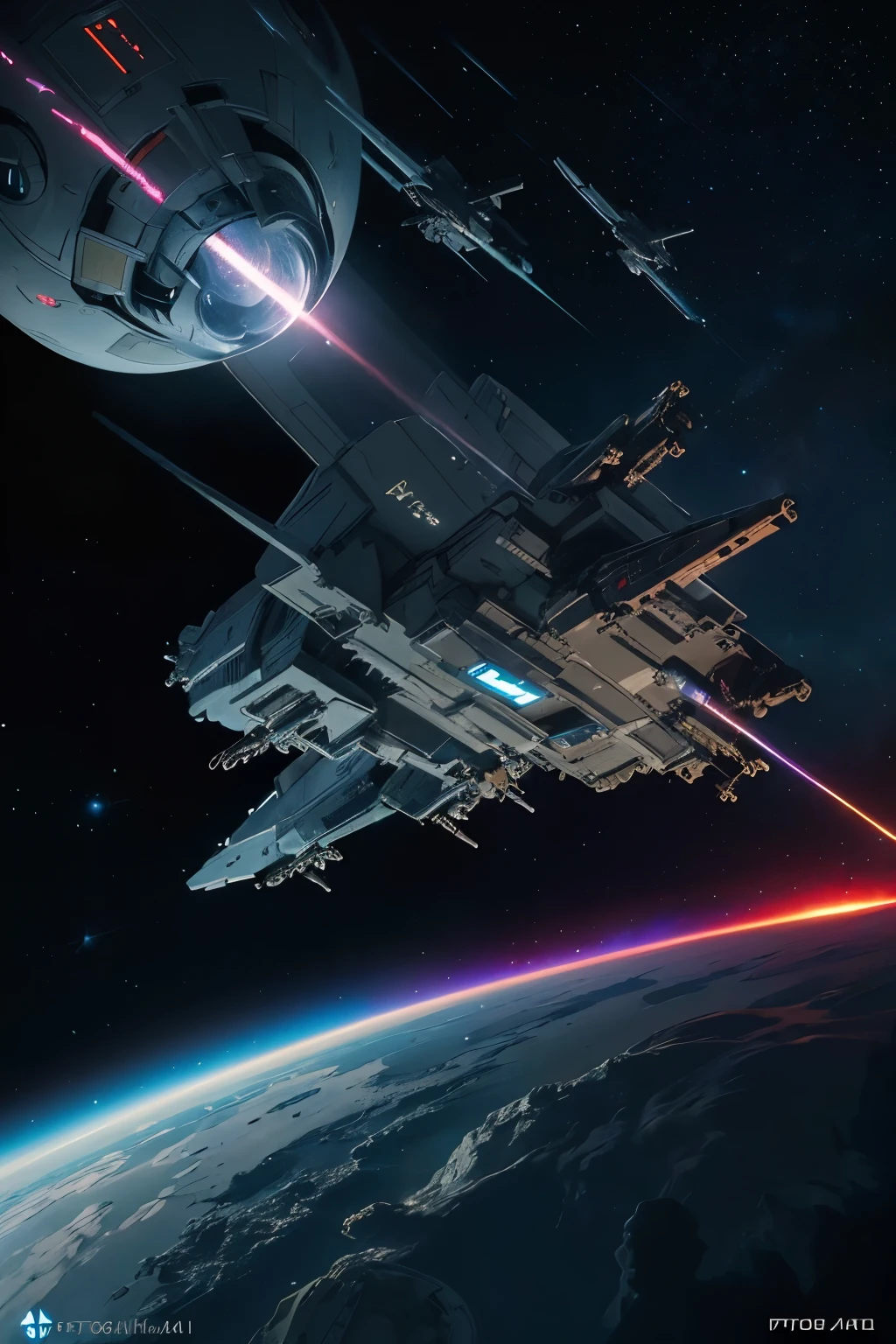 ((Epic Space War Masterpiece)), ((High-Resolution Galactic Conflict)), ((hyper-realistic Starfleet Battles)), (detailed Spacecraft Destructions), (Photorealistic:2.0), Spacemen in combat suits, (futuristic), (alien species), (advanced weapons), (energy shields), (laser blasts), (planetary ground assaults), (space-drifting debris), (cosmic backdrop), (Neon-lit starships), (holographic interface), (high-tech control consoles), (ai-driven starfighters), (stellar explosions), (dark matter effects), (warp speed