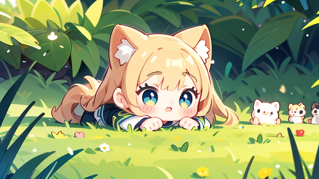 Girl doll、bank、river、bridge、Enjoying airsoft、uniform、Crawling through the grass,octane render、(Hyper-detailing: 1.15)、cinematic lightening、super fine eyes、Full Paint、Anatomically correct、Blur、Depth of written boundary