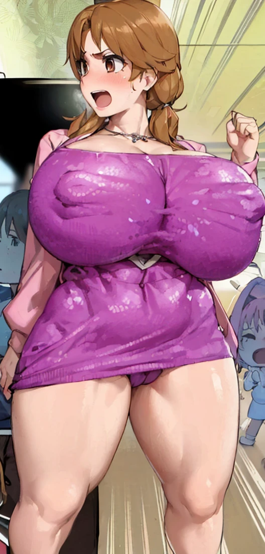 score_9, score_8_above, score_8_above, fountain_anime REST 1 girl, Alone, anisnadar, He drowned, short hair, Brown hair, glasses on head, collar, eye patch bikini, side tie bikini bottoms, orange jacket, off the shoulder, huge breasts
