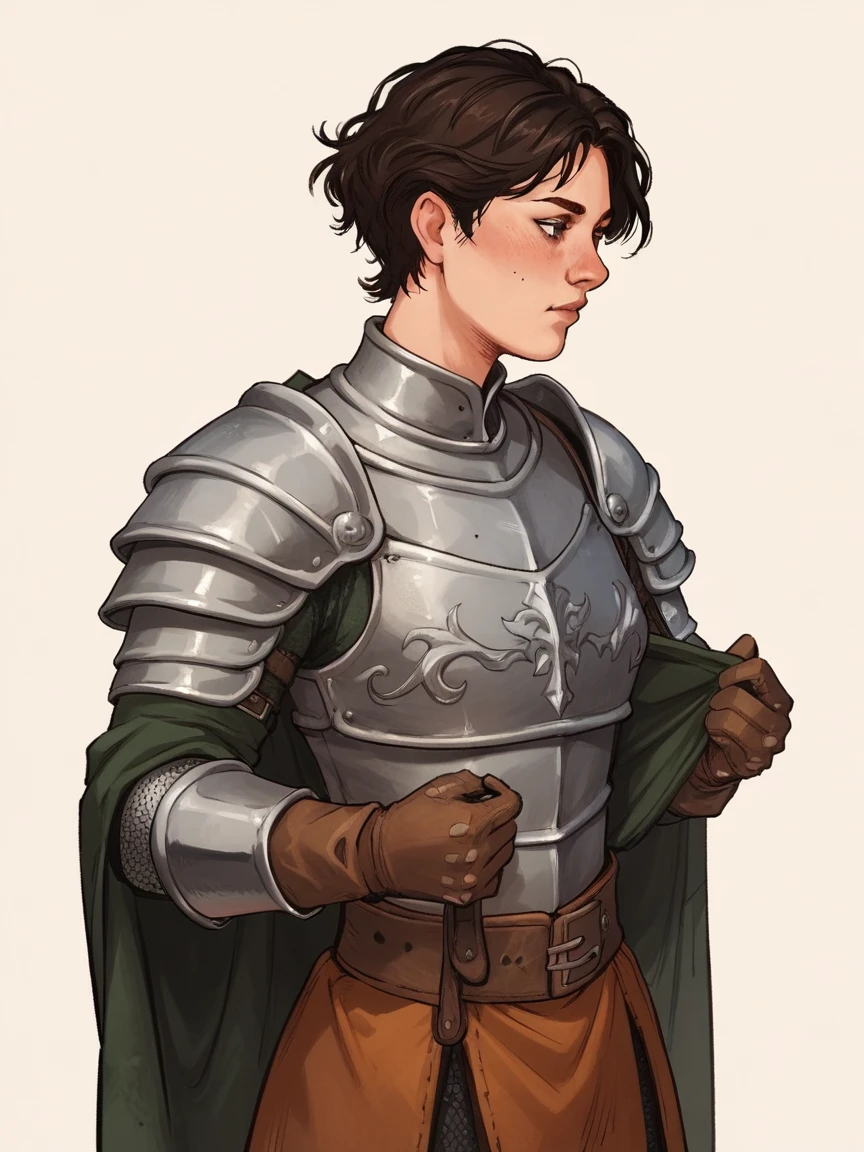 score_9, score_8_up, score_7_up, score_6_up, score_5_up, score_4_up,   wh33z13, black female, short hair, dressing a medieval armor