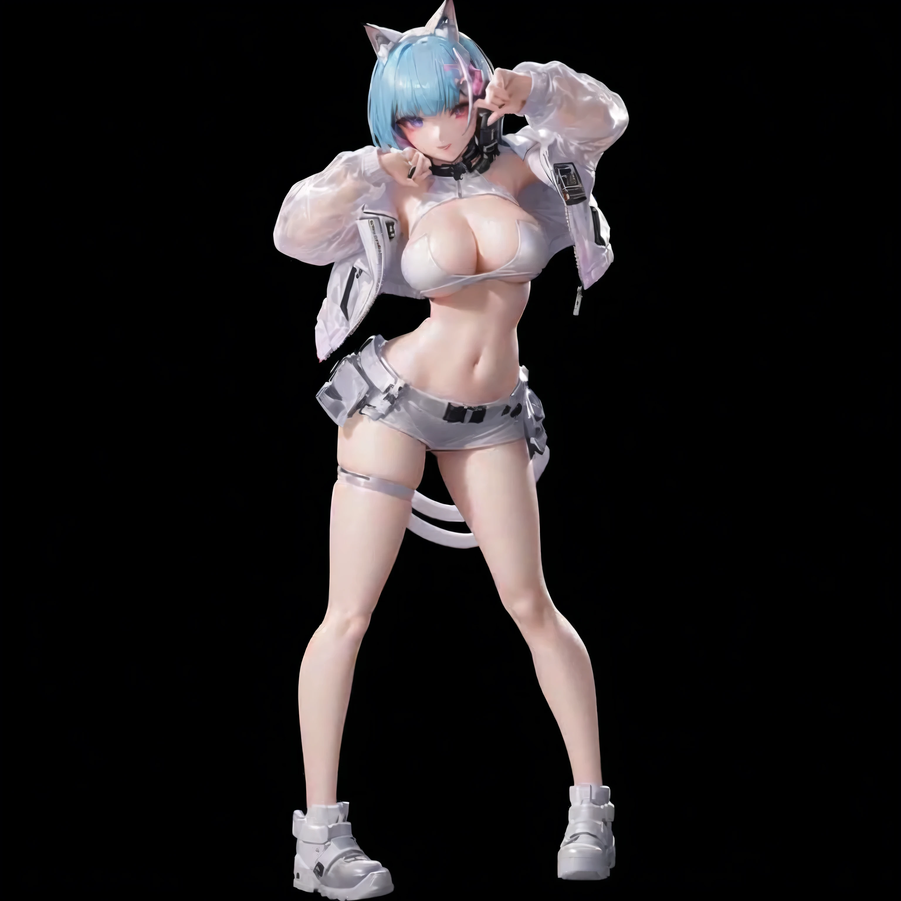 Close up of woman in short skirt and jacket, Pop-up Characters, White Catwoman, European Cyberpunk, The Opai of Biomechanics, Charming catwoman girl, Feminine body, Complete!! Catwoman, PVC figurines, Electronic Girl, Electronic Girl, m4 sopmod ii girls frontline