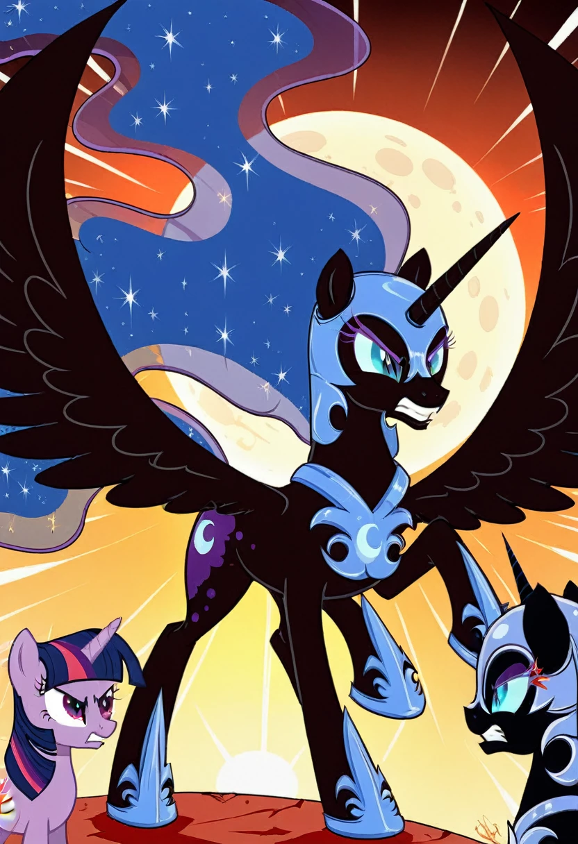 Pony nightmare moon Black .black head mask angry in the armor fight Twilight sparkle