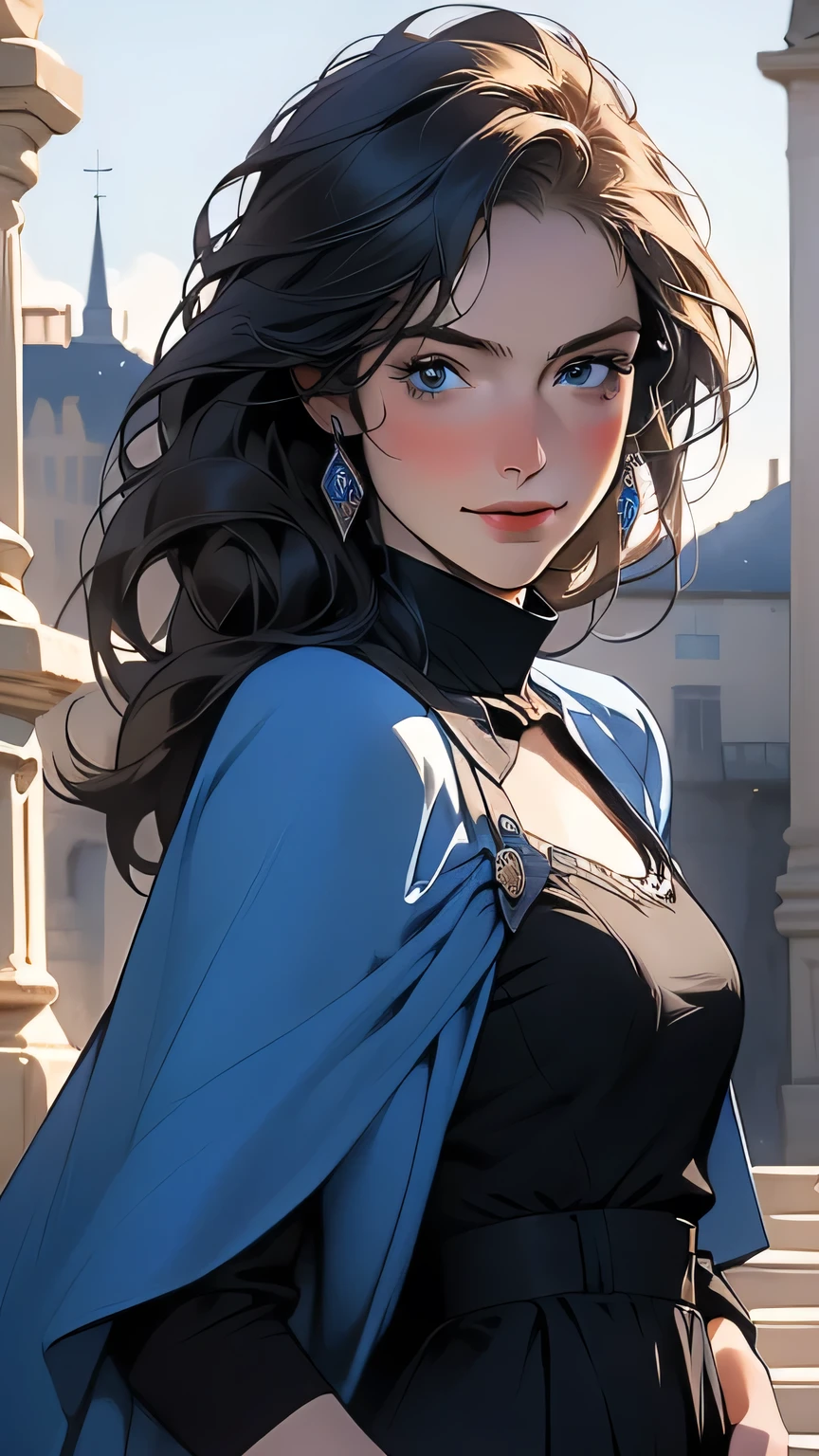 (masterpiece, 最high quality:1.2), Cowboy Shot, alone, One girl, Marianne von Edmund, smile, View your viewers, Blue clothes, Capelet, masterpiece, 最high quality, high quality, High resolution, Upper body portrait