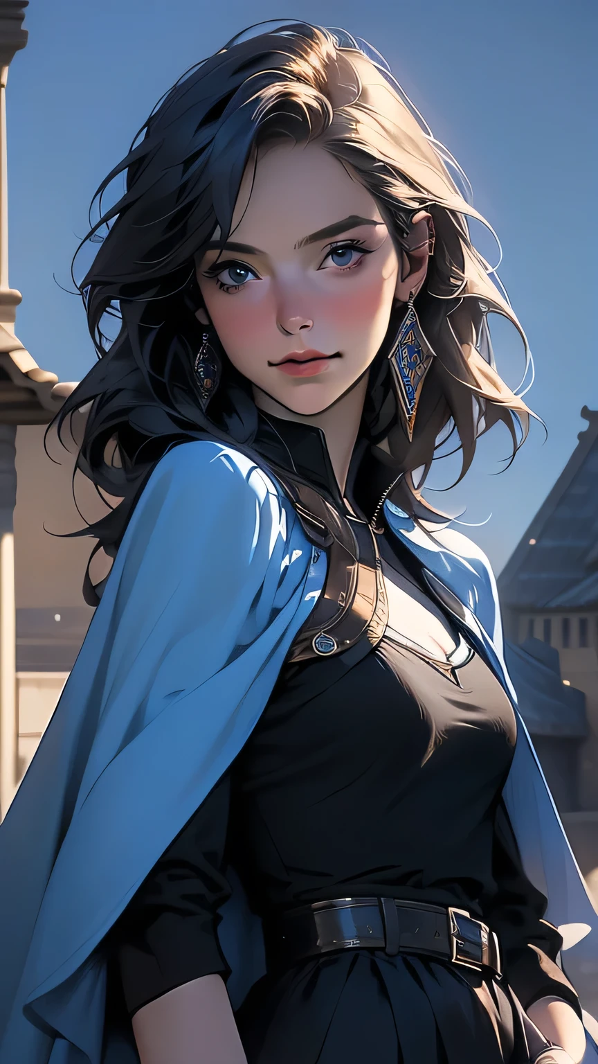 (masterpiece, 最high quality:1.2), Cowboy Shot, alone, One girl, Marianne von Edmund, smile, View your viewers, Blue clothes, Capelet, masterpiece, 最high quality, high quality, High resolution, Upper body portrait