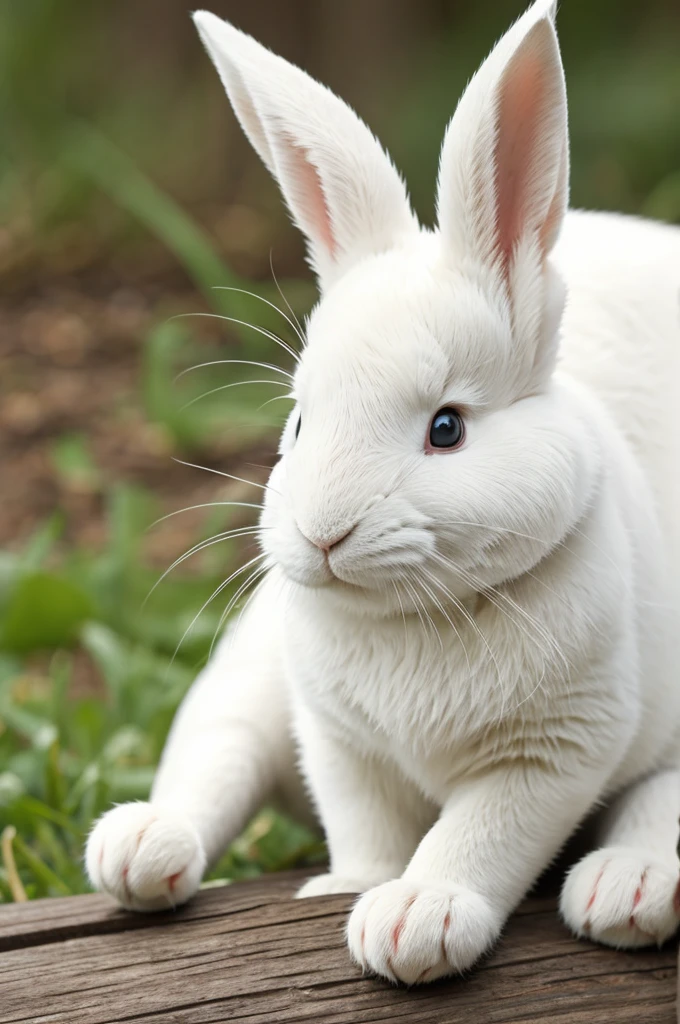 White rabbit with a heart that says Andrea