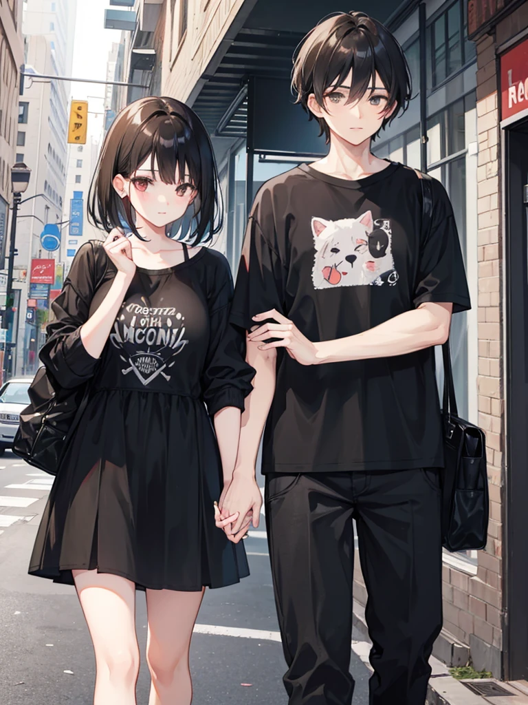 a woman with straight black hair and a man with short straight brown hair being a cute couple