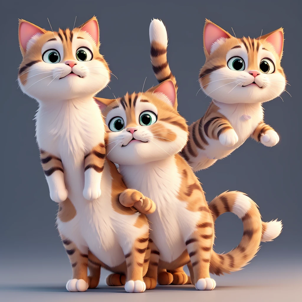 A cute and adorable cat cartoon, random expression, random pose, high quality 8k, smooth lines, highly detailed, simple background.