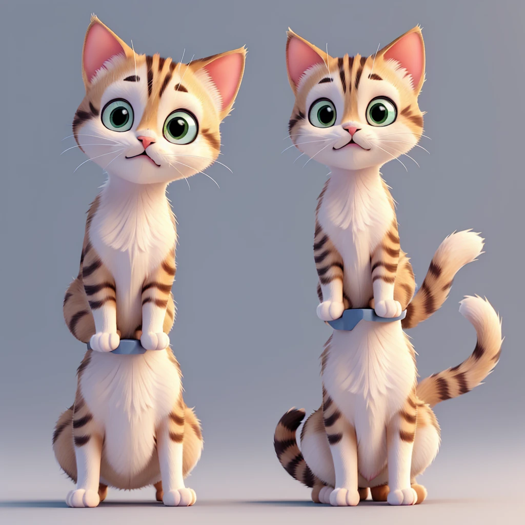 A cute and adorable cat cartoon, random expression, random pose, high quality 8k, smooth lines, highly detailed, simple background. 