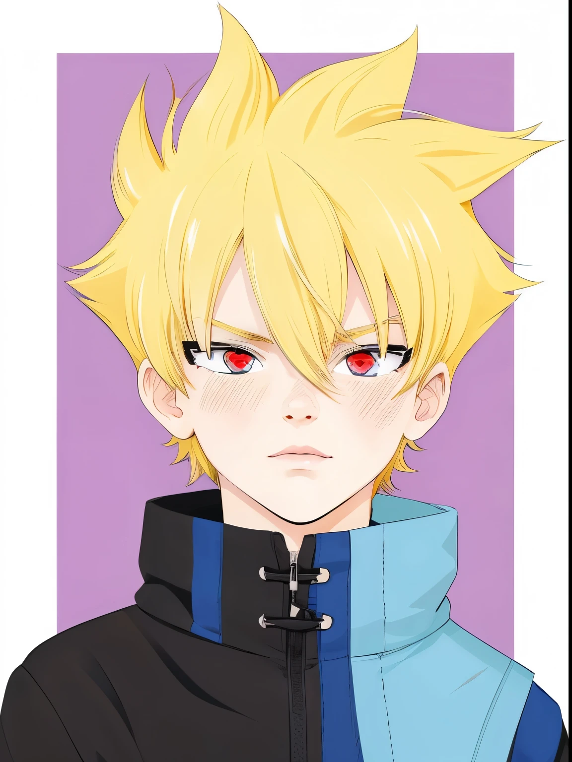 blonde boy, Red eyes 
