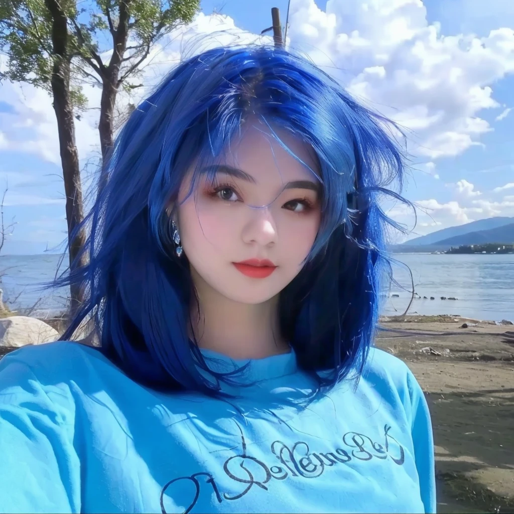 HD,Blue Hair,Beautiful Girl