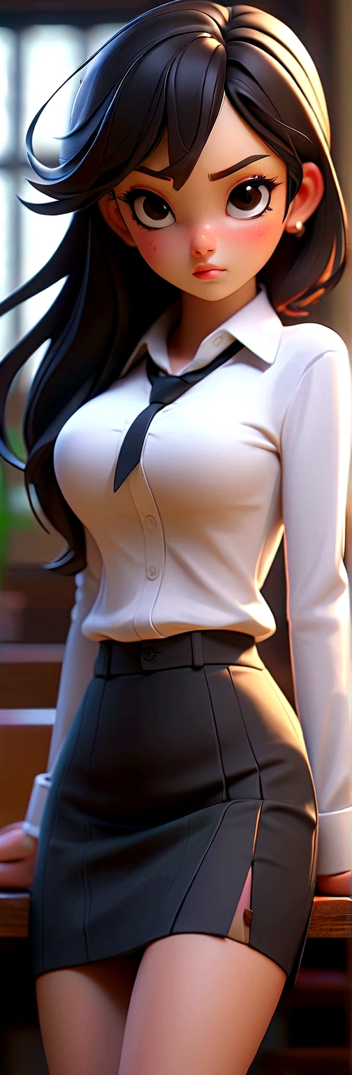 Nipples visible from white shirt, wet shirt, no panties, full body figure, black hair long straight, high school student, uniform, sexy, bra, Japan person, ,