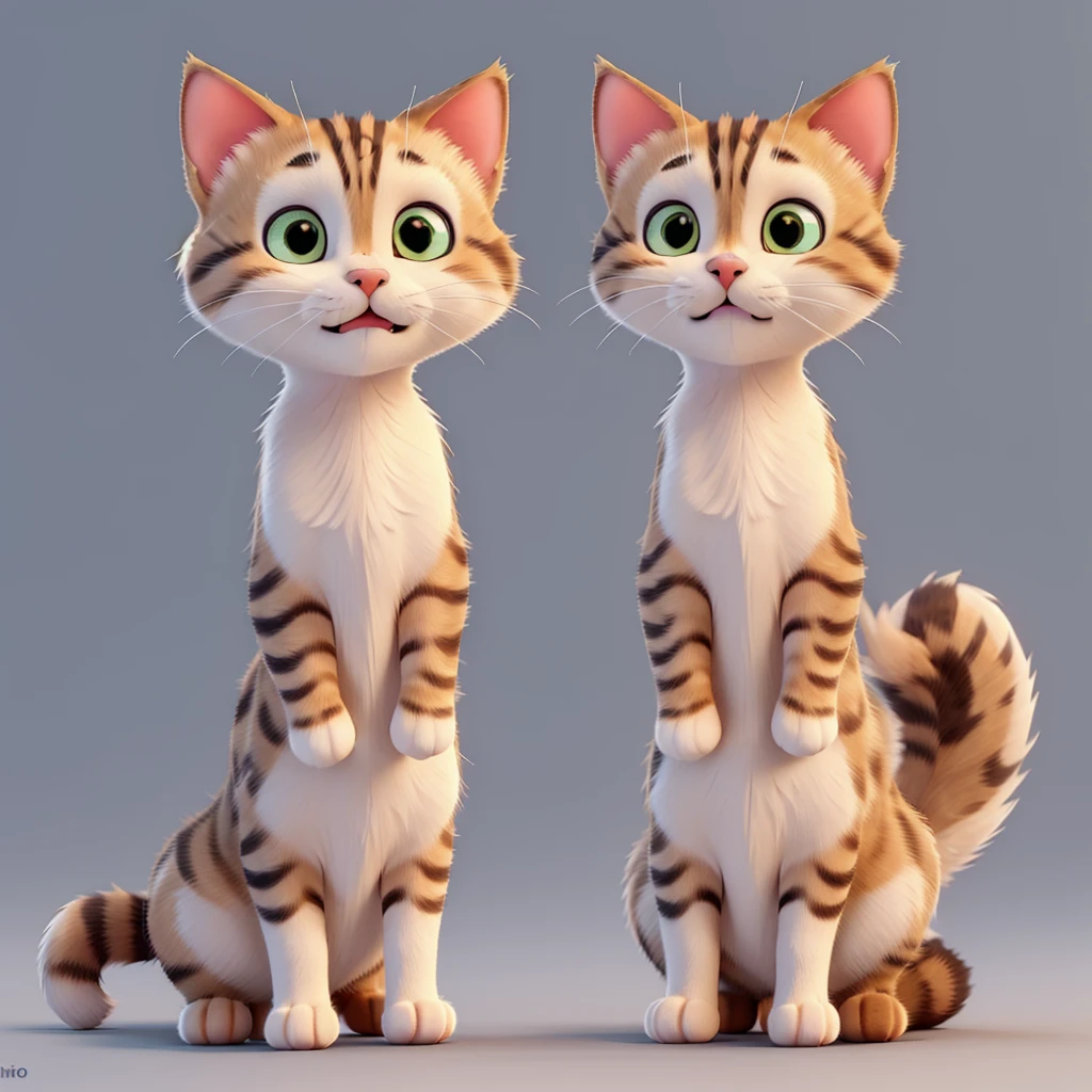 A cute and adorable cat, random expression, random pose, high quality 8k, smooth lines, highly detailed, simple background. 