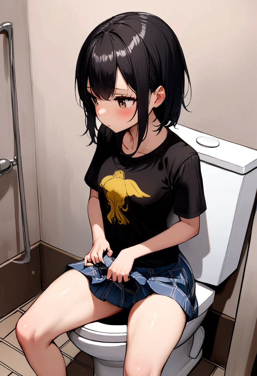 High resolution, woman, Attention to detail, Obscene, Hentai, (Nudity available),Big Breasts, ((Jeans Shorts)), ((tight leather top)), ((Leather thigh-high boots)), (garter belt), Abdominal area only, ((Wet shorts)), (((Be incontinent))), (Peeing), Pee stains, puddle, Thick thighs, Nice long legs, lipstick, Detailed face, Pretty face, Embarrassed and blushing face, Humiliated, ((Spread your legs)), ((Take a bath in the spacious, white and bright bathroom)),Browsing Caution