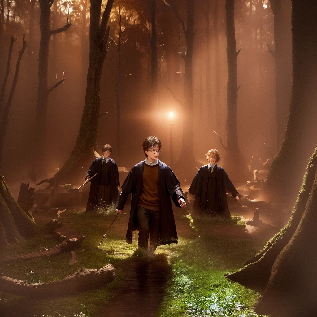 Harry potter and the chamber of secrets, film still from Harry potter, picture inside the coven&#39;s lair, Harry potter film, promotional image of the movie, magical scene, still from Harry potter, still from Harry potter movies, Harry potter movie screenshot, no text, netflix, inside the coven&#39;s lair, the Harry potter trio (Harry, art from Harry potter, swamp forest, In a swamp