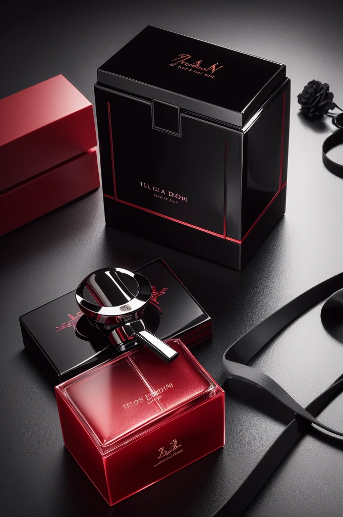 a perfume,with black and dark red packaging with the IT'S Julie logo and scented with roses