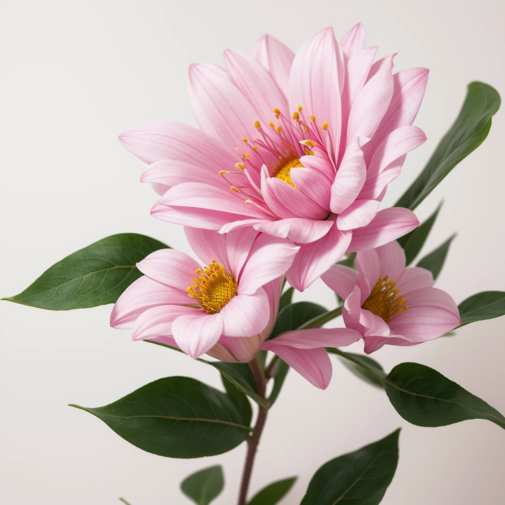 pink、flower、White background