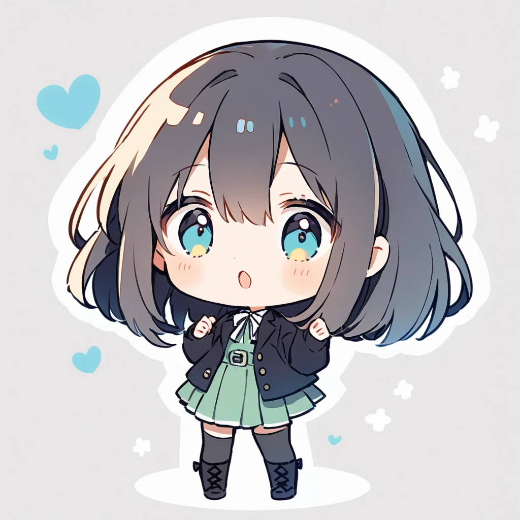White background,(Chibi Character) 、Small girl、girl、cute