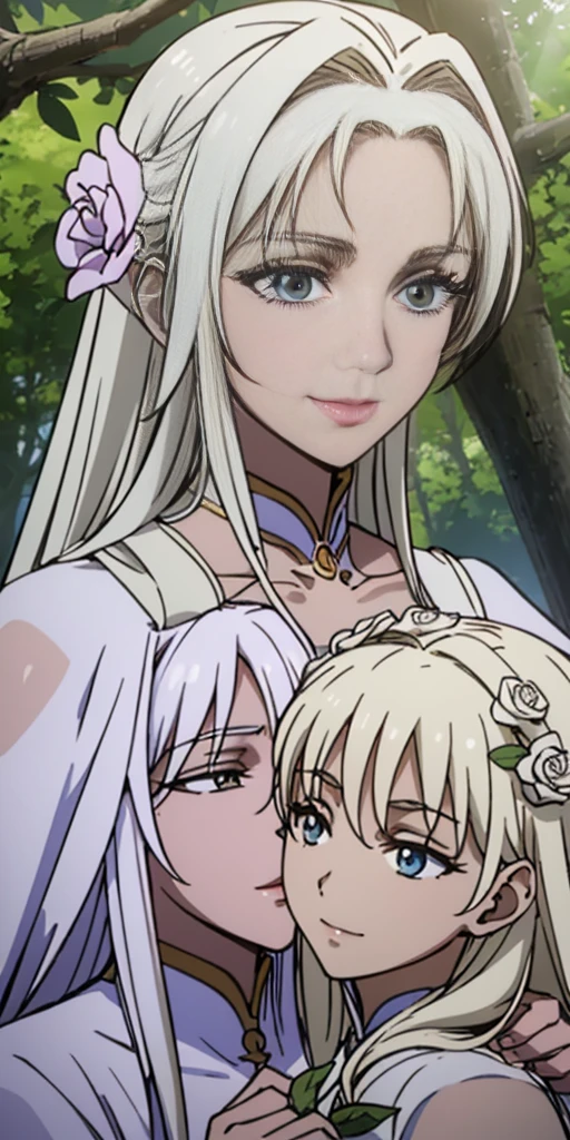 best quality,4k,8k,highres,masterpiece:1.2,ultra-detailed,realistic:1.37,portrait,beautiful mother and daughter in an Italian garden,medium:oils,classic Italian style,soft and warm colors,gentle lighting,delicate brush strokes,artistic masterpiece,pastel-hued flowers,bright blue sky and fluffy white clouds,fine details on their dresses,mother wearing an elegant white gown,daughter in a white dress with delicate lace,sparkling tiaras on their heads,smiling and joyful expressions,daughter holding a bouquet of white roses,embrace of love and innocence,subtle sunlight filtering through the trees,whisper of a gentle breeze,tranquil and peaceful atmosphere,mother's loving gaze,daughter's eyes full of excitement and joy,overall scene exudes purity and serenity.