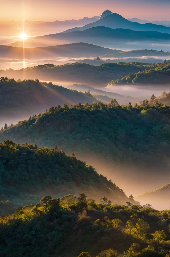 Earth skyline, sunrise, rays of light