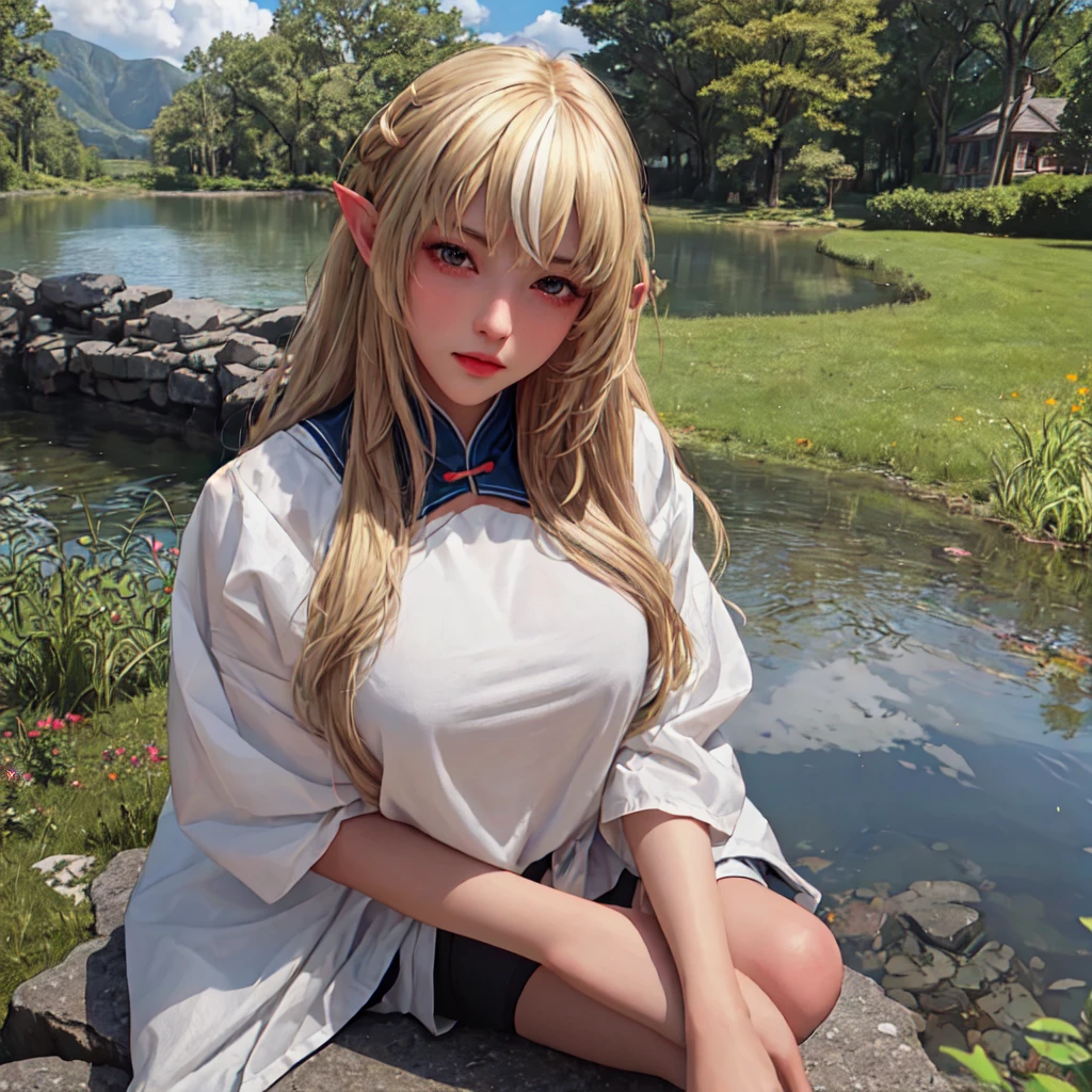 (best quality), masterpiece, Extremely detailed CG8K painting, high color, Extremely high color saturation, All colors are deepened, central composition, Extremely detailed light and shadow, The face and eyes are very detailed, medium length hair, sportswear, colorful clouds，beautiful nature，landscape