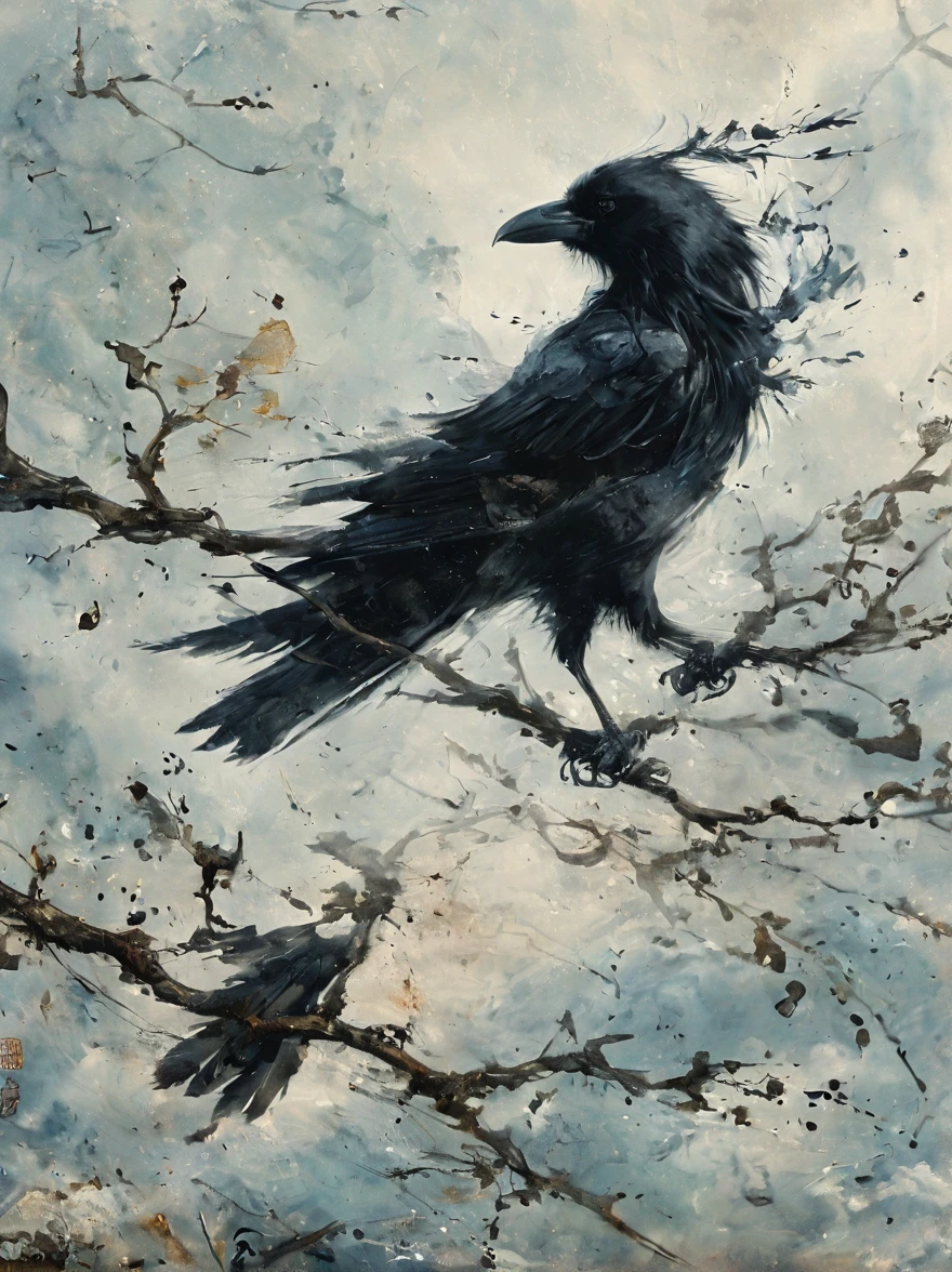 Anammo, bird, No humans, wing, feather, Solitary, flight, feathered wing, beak, spread wing, crow, Artist Name, from the side, Sky
