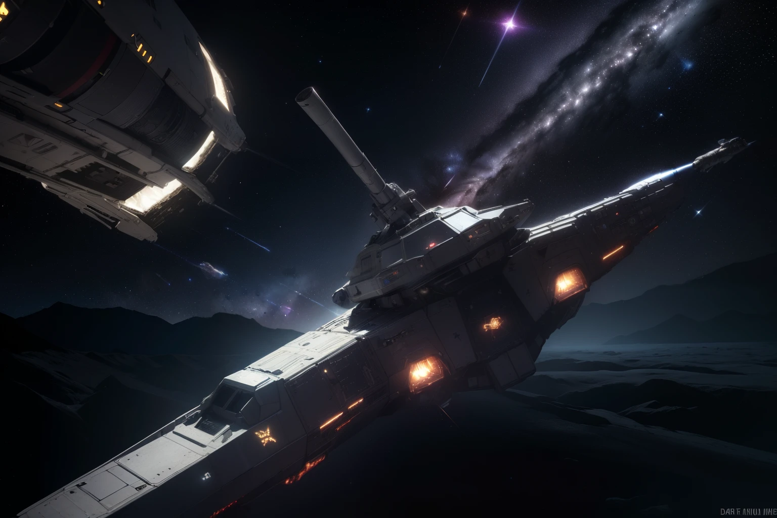 ((Epic Space War Masterpiece)), ((High-Resolution Galactic Conflict)), ((hyper-realistic Starfleet Battles)), (detailed Spacecraft Destructions), (Photorealistic:2.0), Spacemen in combat suits, (futuristic), (alien species), (advanced weapons), (energy shields), (laser blasts), (planetary ground assaults), (space-drifting debris), (cosmic backdrop), (Neon-lit starships), (holographic interface), (high-tech control consoles), (ai-driven starfighters), (stellar explosions), (dark matter effects), (warp speed