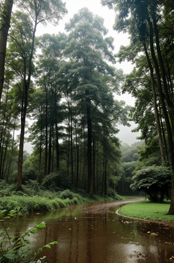 A rainy day in green nature