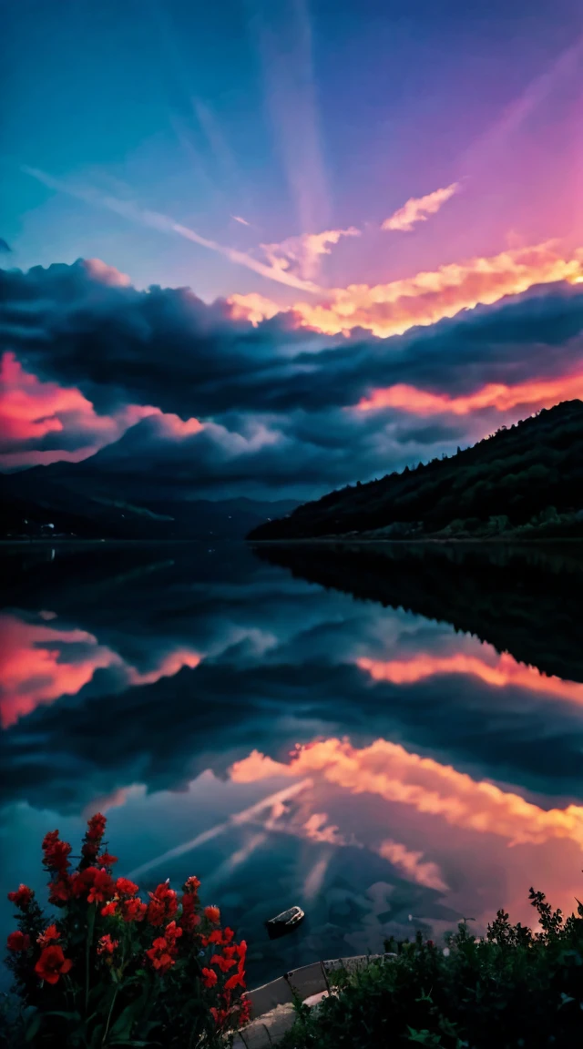 There is a beautiful sunset, the hillside is covered with flowers and plants, the flowers are up close, the colorful sky, the surreal colors, the colorful sunsets, the colorful sky, the marvelous sky reflection, the amazing sky, the fantastic atmosphere 8K, the colorful clouds, the color reflection on the lake, the surreal sky, the red and blue reflection, the fire reflection, the beautiful sky, the beautiful and spectacular dusk, the beautiful dream landscape, the amazing skyHD lighting and dark )<=(epic image quality)dark atmosphere with bright particle light(many effects in background)

INFO
Size
856X1536
Date
Nov 22, 2023