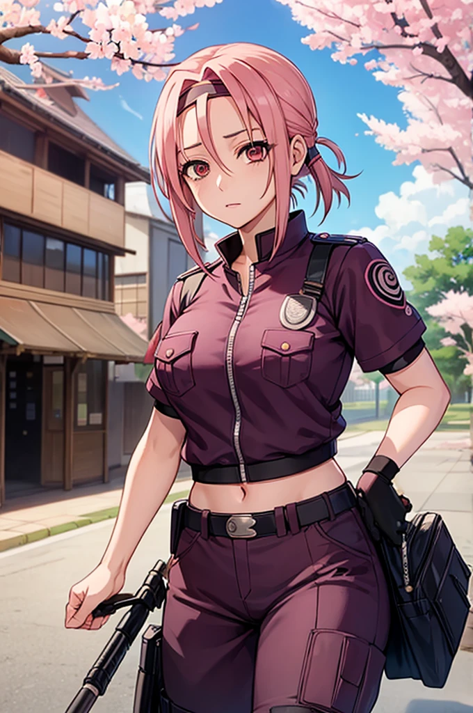 (((Sakura Haruno))),(((Wearing police clothes)))