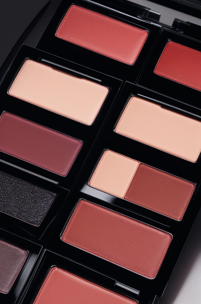 Eyeshadow packaging with black and dark red color
