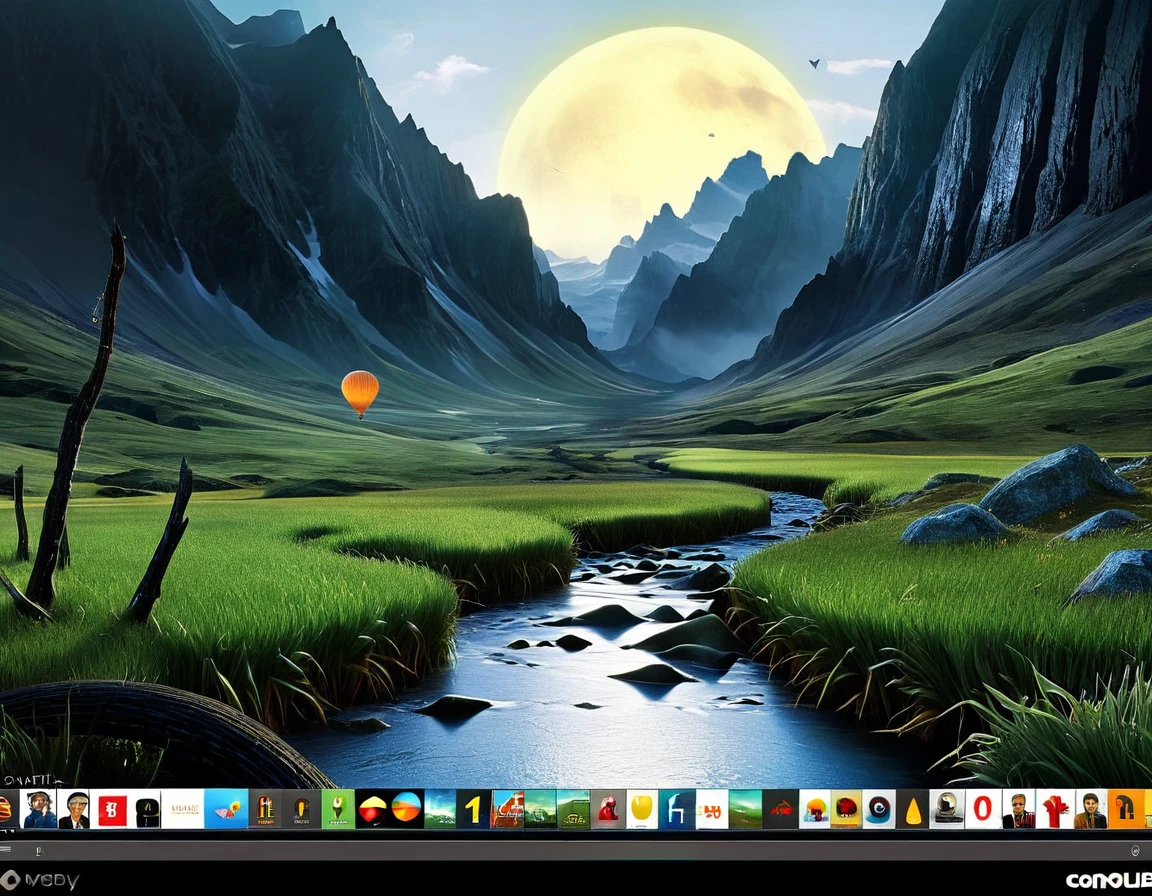 Create a dreamlike, surreal 8K image that transforms the Plex user interface into a fantastical landscape. Incorporate iconic characters from different shows and movies wandering through this imaginative dreamscape.
