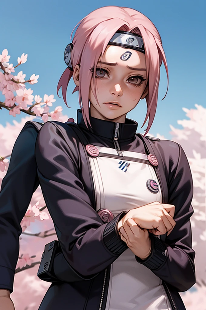 (((Sakura Haruno NARUTO))),(((Wearing police clothes))),(((Alone)))