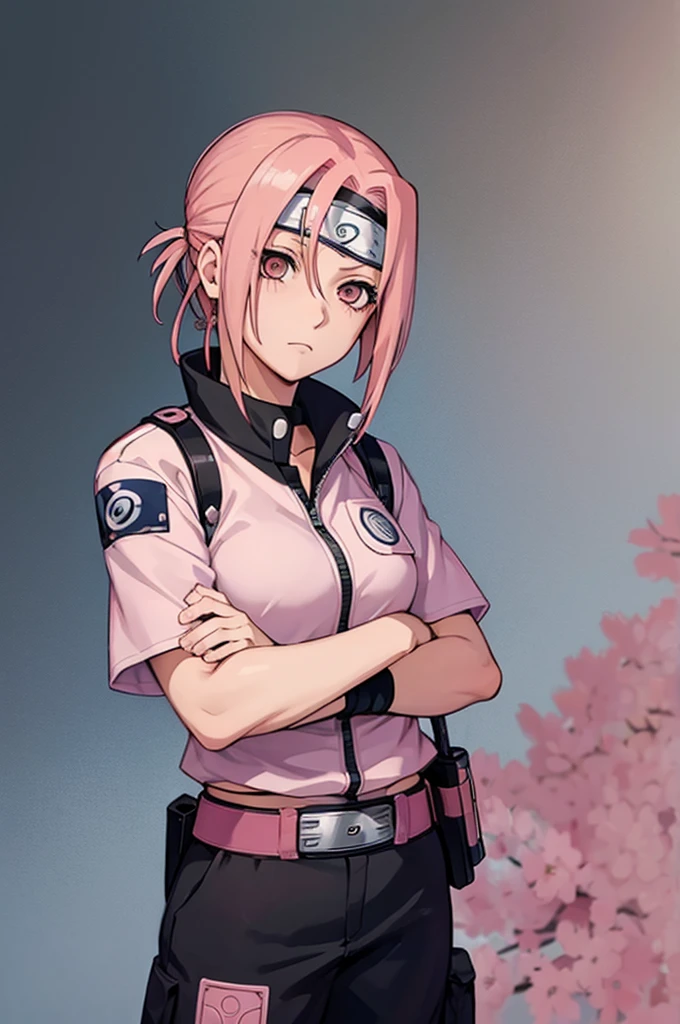 (((Sakura Haruno NARUTO))),(((Wearing police clothes))),(((Alone)))