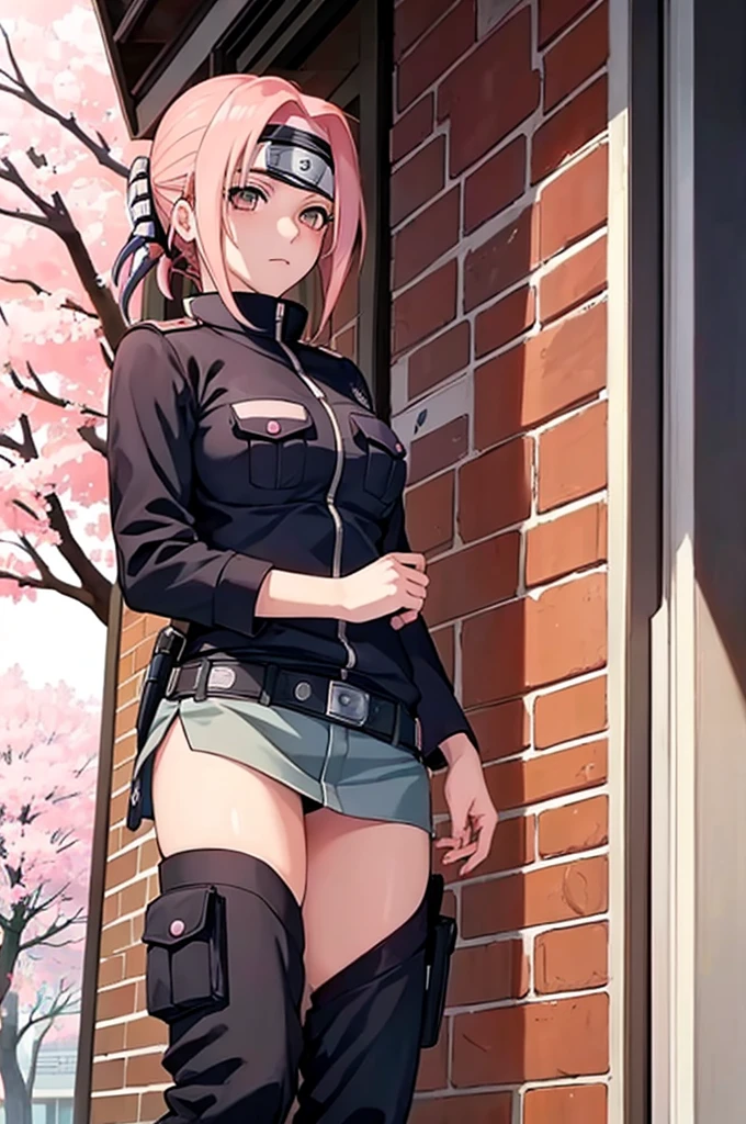 (((Sakura Haruno NARUTO))),(((Wearing police clothes))),(((Alone)))