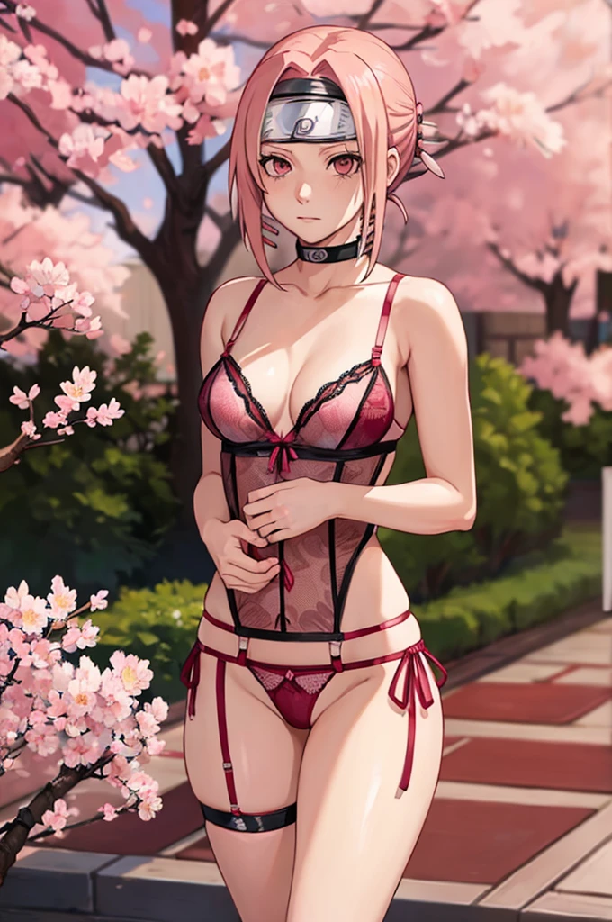(((Sakura Haruno NARUTO))),(((Wearing lingerie ))),(((Alone)))