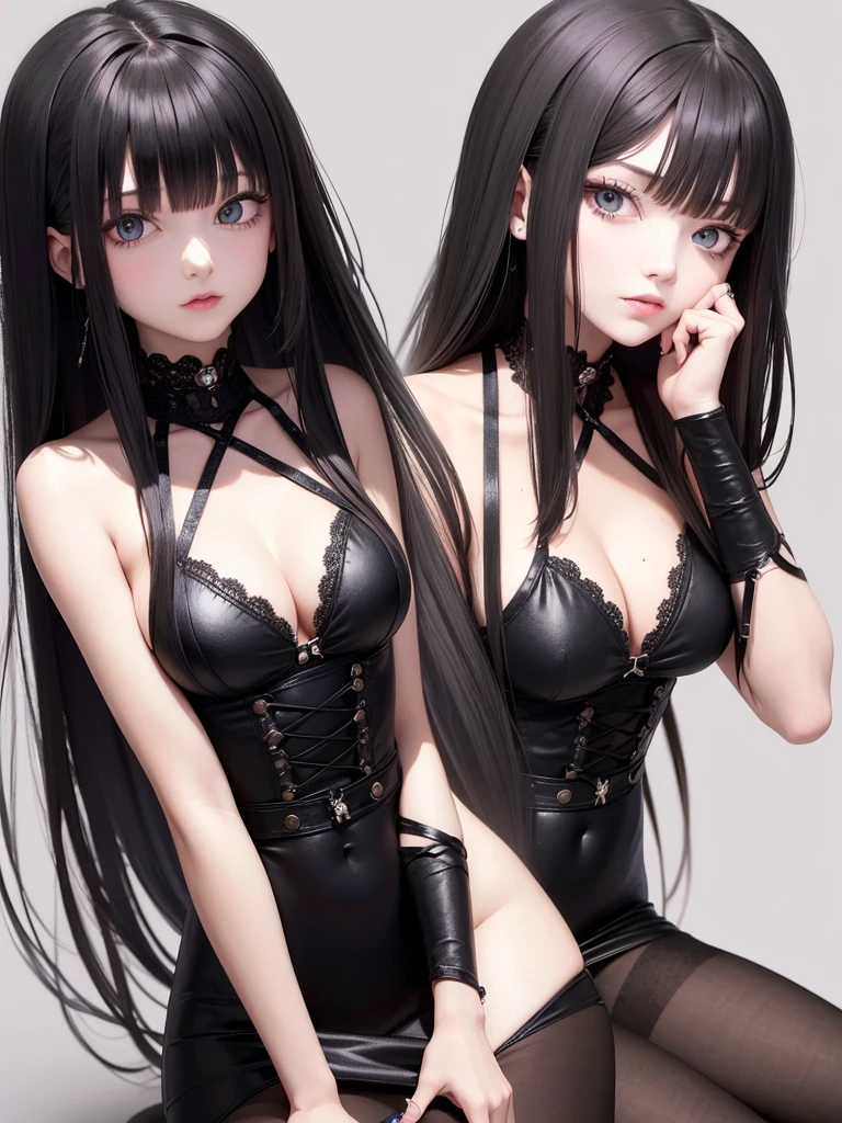 goth girl with straight, straight hair and a neutral expression, looking like a princess