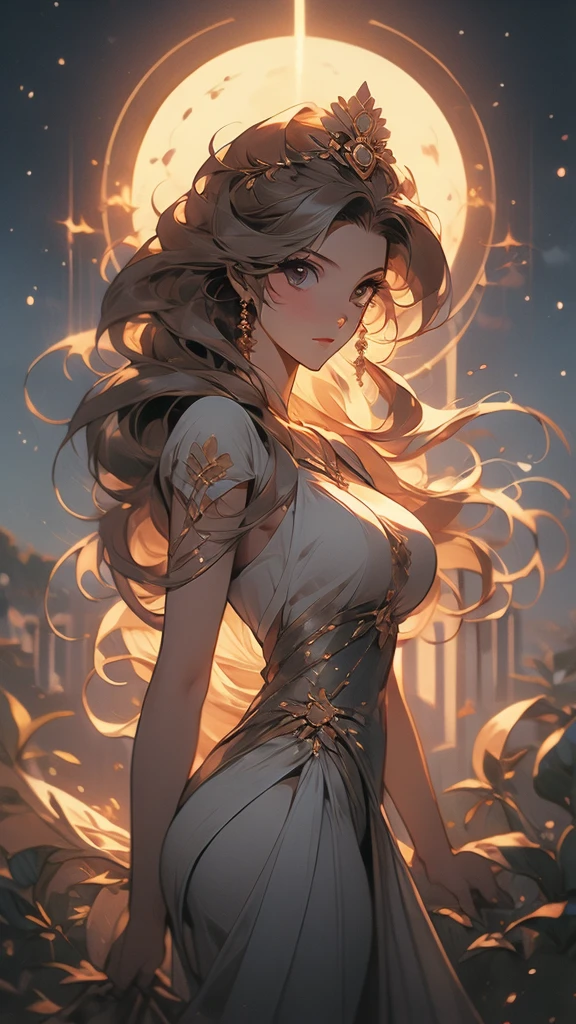 a close up of a cartoon of a woman in a dress, the sailor galaxia. beautiful, lunar goddess, celestial goddess, moon goddess, goddess of space and time, brittney lee, queen and ruler of the universe, cosmic goddess, goddess of greek mythology, venus goddess, goddess of light, goddess of the moon, ancient goddess