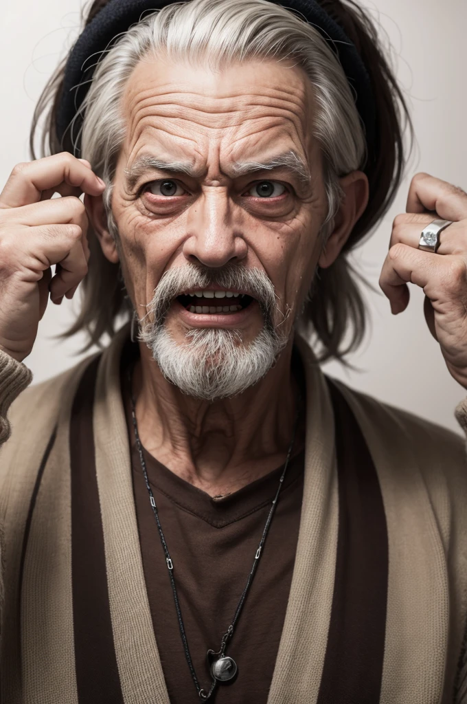 Create an ugly old crazy man