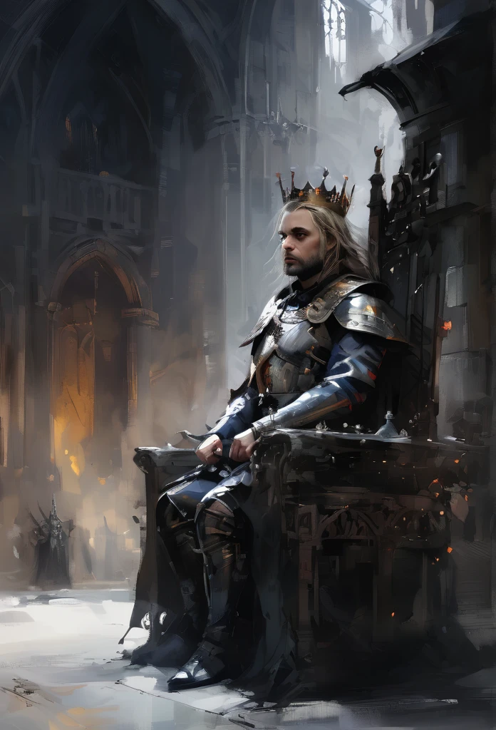 Realistic visual effects,Artistic refinement, dramatic contrast, Atmospheric Depth,Intimate moments, Realistic depiction,Realistic accuracy, Emotional Depth, compelling symbolism, Small Breasts, Masterpiece, Ultra-Detailed portrait, detailed illustration, high quality, high resolution 16k, 1man in a crown sits on a throne with a sword, the great stokor king, lord of hell on the throne, The Medieval Old King, King Richard the Lionheart, the king of death, The King of Hell, Richard IV king of Rome, Sitting on the Iron Throne, Anato Finnstark!!, Robert De Niro as Medieval Joker, Jaime Lannister,(looking at the audience),(whole body:1.4), (Dazzling atmosphere, Fascinating light, Ethereal atmosphere, Fascinating light, Evocative colors, Attractive colors, Dramatic Lighting, Charming aura:1),(High level of detail:1.5),Unreal Engine,3d rendering,negative photography, complex 3d rendering ultra detailed of a beautiful porcelain profile , ic parts, 150 mm, Beautiful studio soft lighting, (Rim Light:0.63), Vivid details, Luxury ToxicPunkAI, Lace, hyperPractical, Anatomy, elegant, Beautiful background, Octane Rendering, H. R. Giger style, 8K, best quality, masterpiece, illustration, Extremely delicate and beautiful, Very detailed ,CG ,Unite ,wallpaper, (Practical, photo-Practical:1.37),Astonishing, Fine details, masterpiece,best quality,Official Art, Very detailed CG Unite 8K wallpaper, absurd, incredibly absurd, bottom view