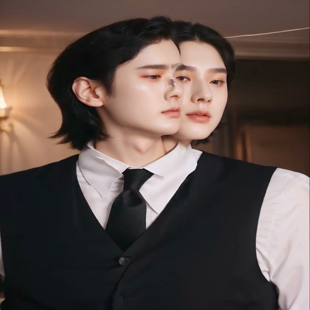 there is a man in a vest and tie standing in a room, delicate androgynous prince, black haired yoongi, beautiful androgynous prince, kim doyoung, Jung Jaehyun, young pale angel, jia, cai xukun, inspired by Zhang Han, jinyoung shin, Yan, inspired by Bian Shoumin, seson yoon, pale korean adorable face