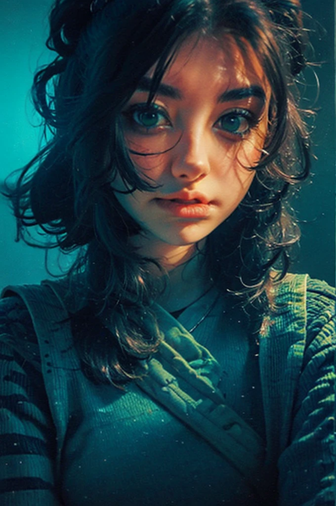a close up of a woman with green eyes and a black background, loish art style, loish |, neon and dark, jen bartel, inspired by loish, loish and wlop, green glows, green glowing eyes, glowing in the dark, glowing aesthetic, unearthly art style, glowing green, with glowing eyes, cyan and green