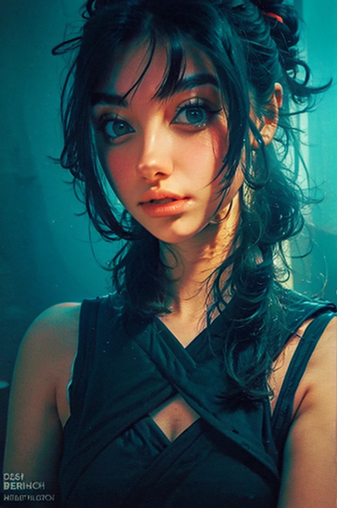 a close up of a woman with green eyes and a black background, loish art style, loish |, neon and dark, jen bartel, inspired by loish, loish and wlop, green glows, green glowing eyes, glowing in the dark, glowing aesthetic, unearthly art style, glowing green, with glowing eyes, cyan and green